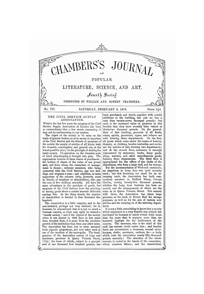 Book Chambers's Journal of Popular Literature, Science, and Art, No. 737, February 9, 1878