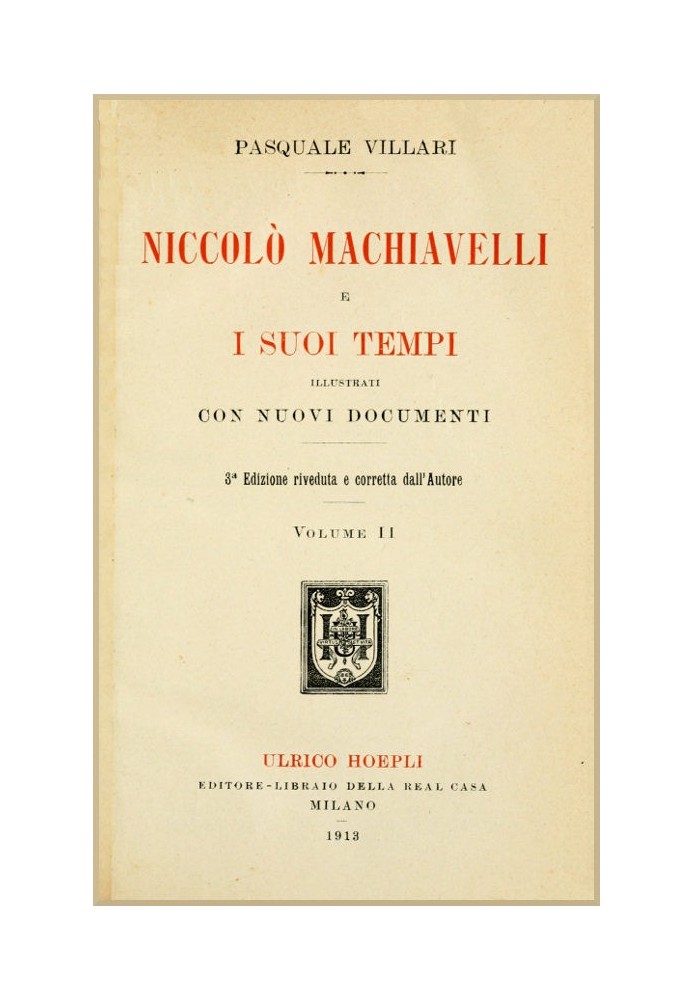Book Niccolò Machiavelli and his times, vol. II