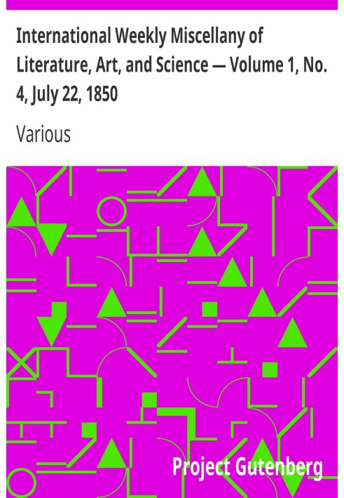 Book International Weekly Miscellany of Literature, Art, and Science — Volume 1, No. 4, July 22, 1850