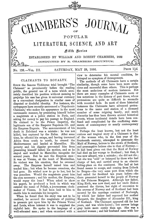 Book Chambers's Journal of Popular Literature, Science, and Art, fifth series, no. 126, vol. III, May 29, 1886