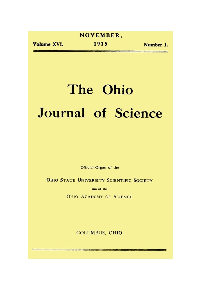 Book The Ohio Journal of Science, Vol. XVI, No. 1, November 1915