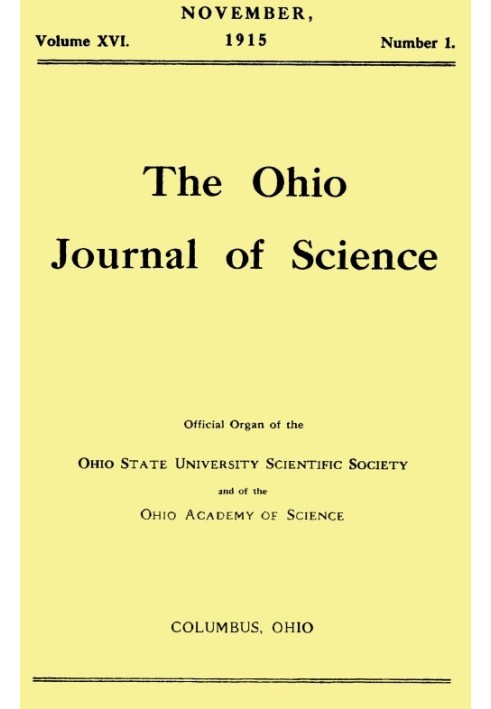 Book The Ohio Journal of Science, Vol. XVI, No. 1, November 1915