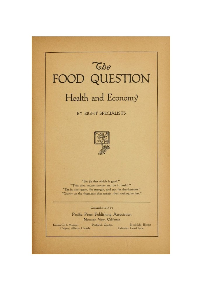 Book The Food Question: Health and Economy
