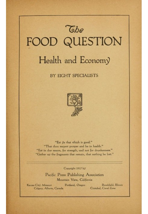 Book The Food Question: Health and Economy