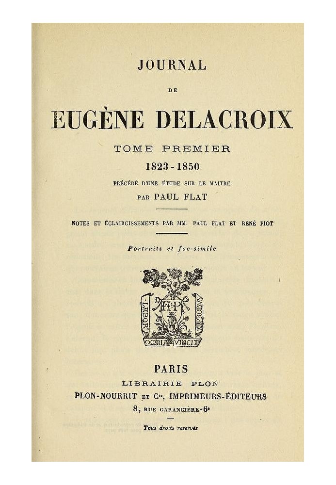 Book Journal of Eugène Delacroix, Volume 1 (of 3) 1823-1850